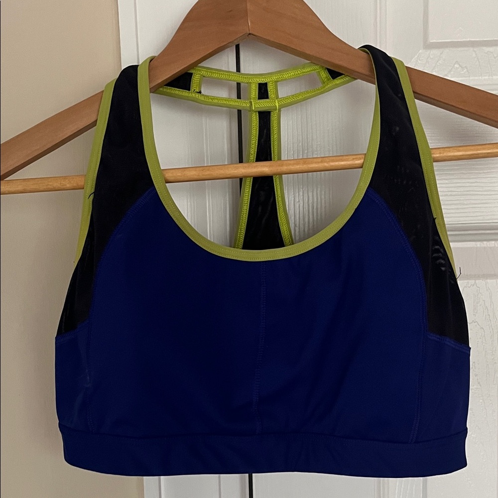 Athleta Blue and Lime Sports Bra